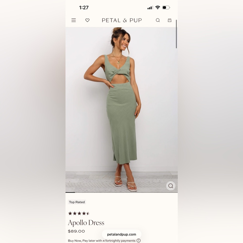 Petal & Pup Sage Green Midi Cutout Dress